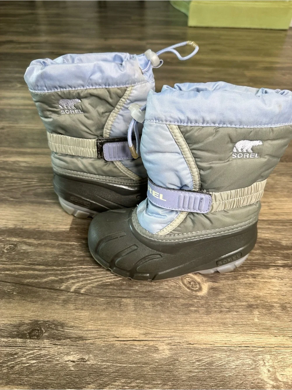 Sorel Kids Light Blue and Gray Snow Boots with Strap